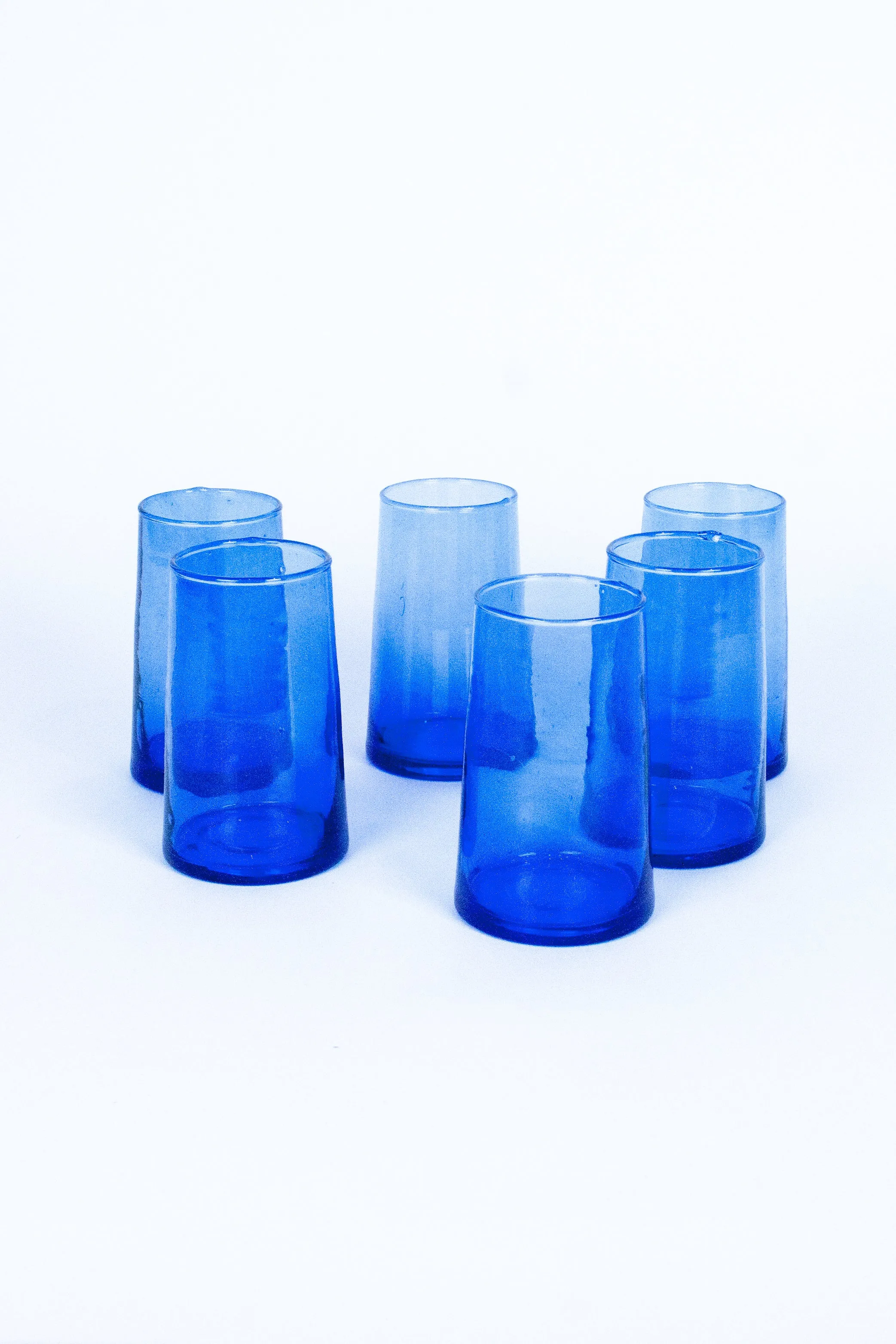 Tall Cone Moroccan Drinking Glasses in Cobalt, SET OF 6