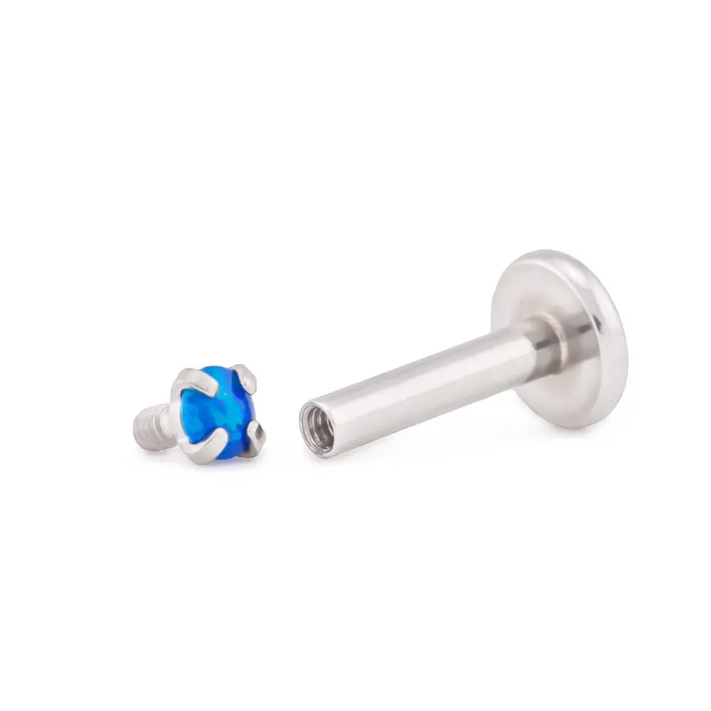 Tilum 14g-12g Internally Threaded Square Prong-Set 2.5mm Round Opal Top - Price Per 1