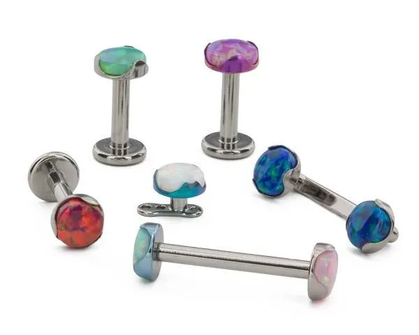 Tilum 18g-16g Titanium 3mm Opal Prong-Set Flat Top - Price Per 1