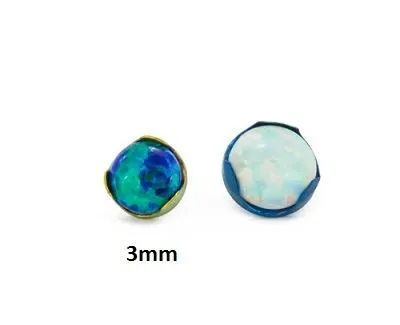 Tilum 18g-16g Titanium 3mm Opal Prong-Set Flat Top - Price Per 1