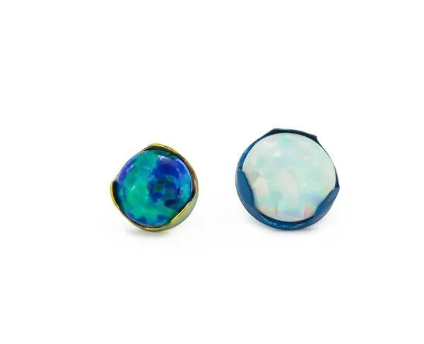 Tilum 18g-16g Titanium 3mm Opal Prong-Set Flat Top - Price Per 1