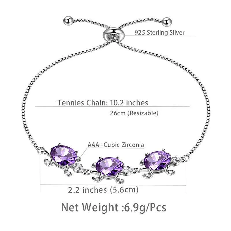 Tokyo Mart Women Turtle Bracelets Birthstone Girls Jewelry Birthday Gift Sterling Silver