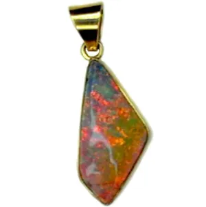 Unusual Pastel Coloured Boulder Opal 18k Pendant