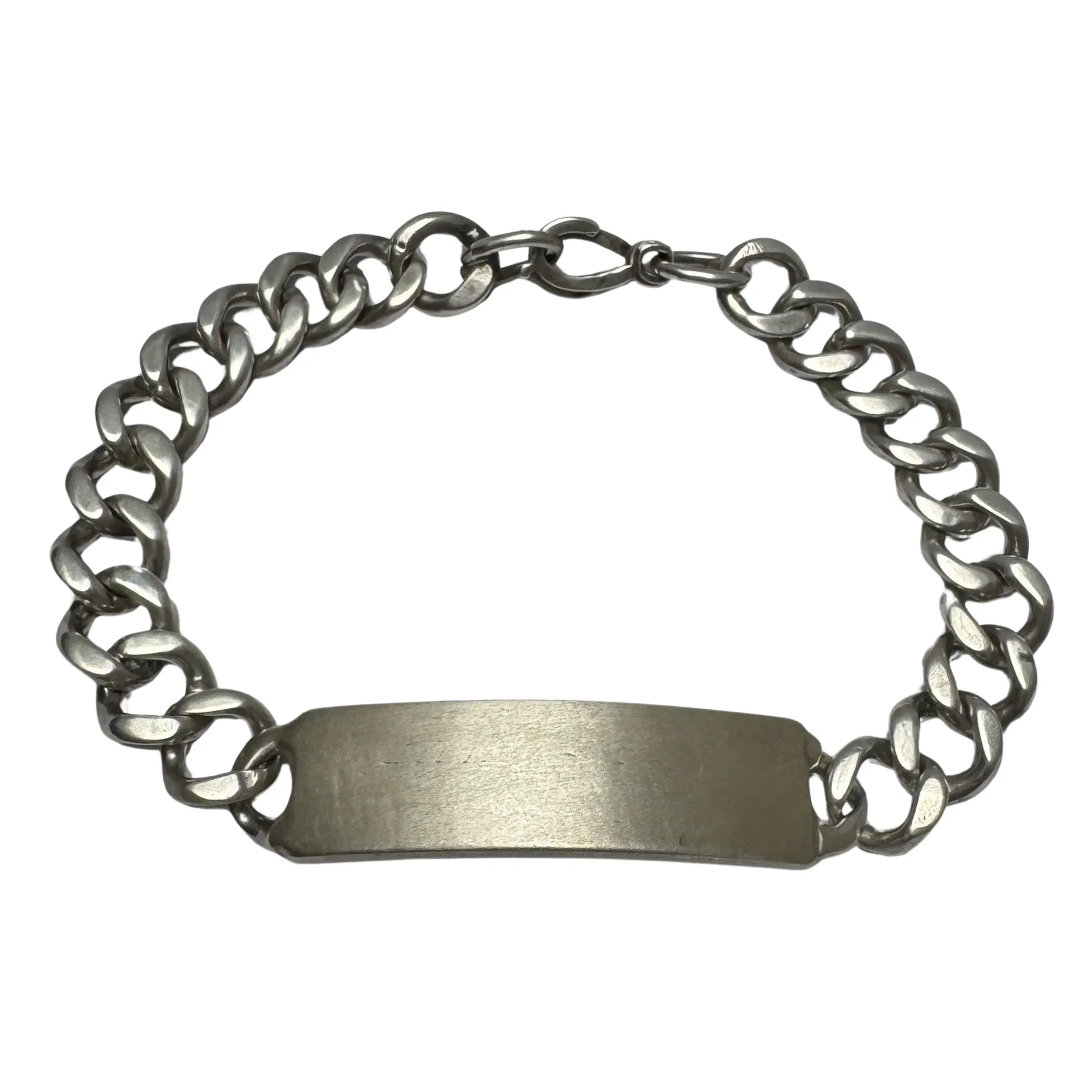 V I N T A G E // retro possibilities / sterling silver curb ID bracelet / 8.75", 44.6g