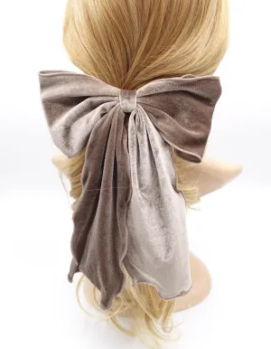 velvet lettuce hem layered hair bow for women