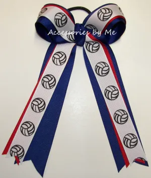 Volleyball Red Royal Blue Ponytail Bow