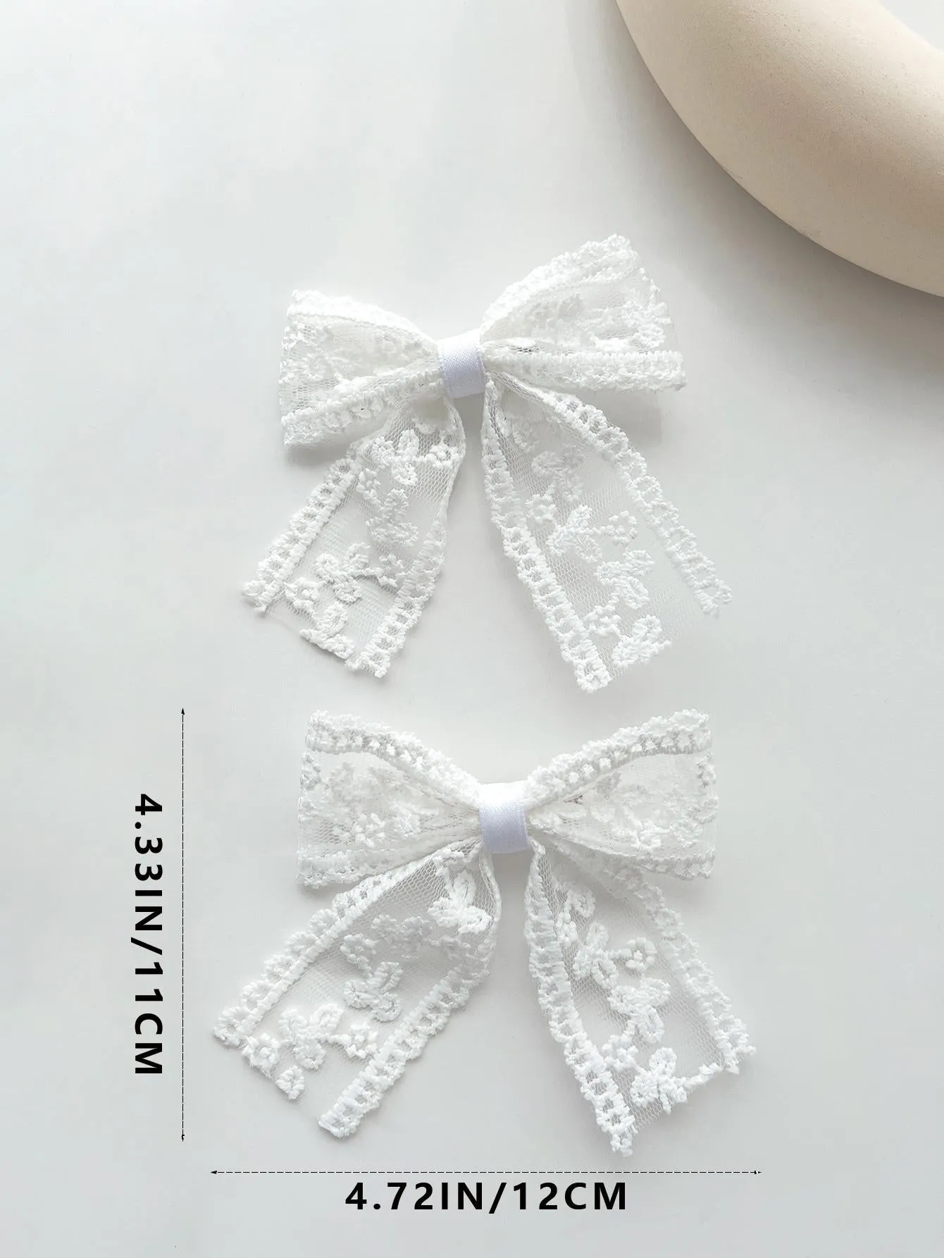 White Delicate Lace Bow Hair Clips for Women Barrette Styling Hair Accessories