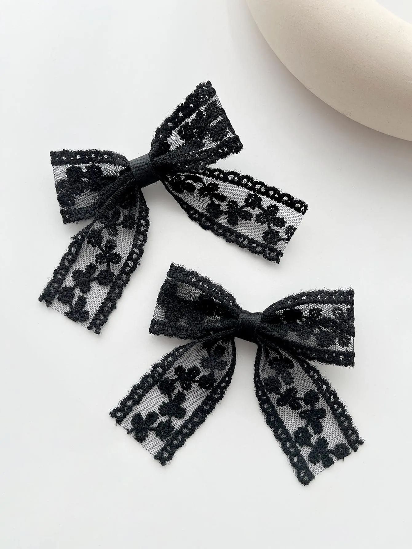 White Delicate Lace Bow Hair Clips for Women Barrette Styling Hair Accessories