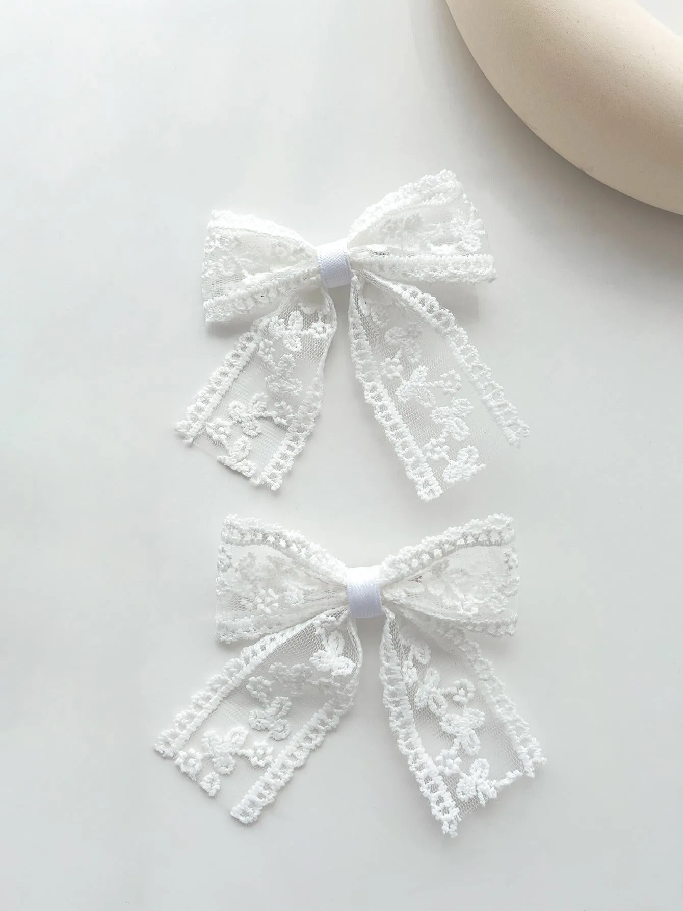 White Delicate Lace Bow Hair Clips for Women Barrette Styling Hair Accessories