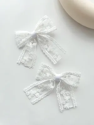 White Delicate Lace Bow Hair Clips for Women Barrette Styling Hair Accessories