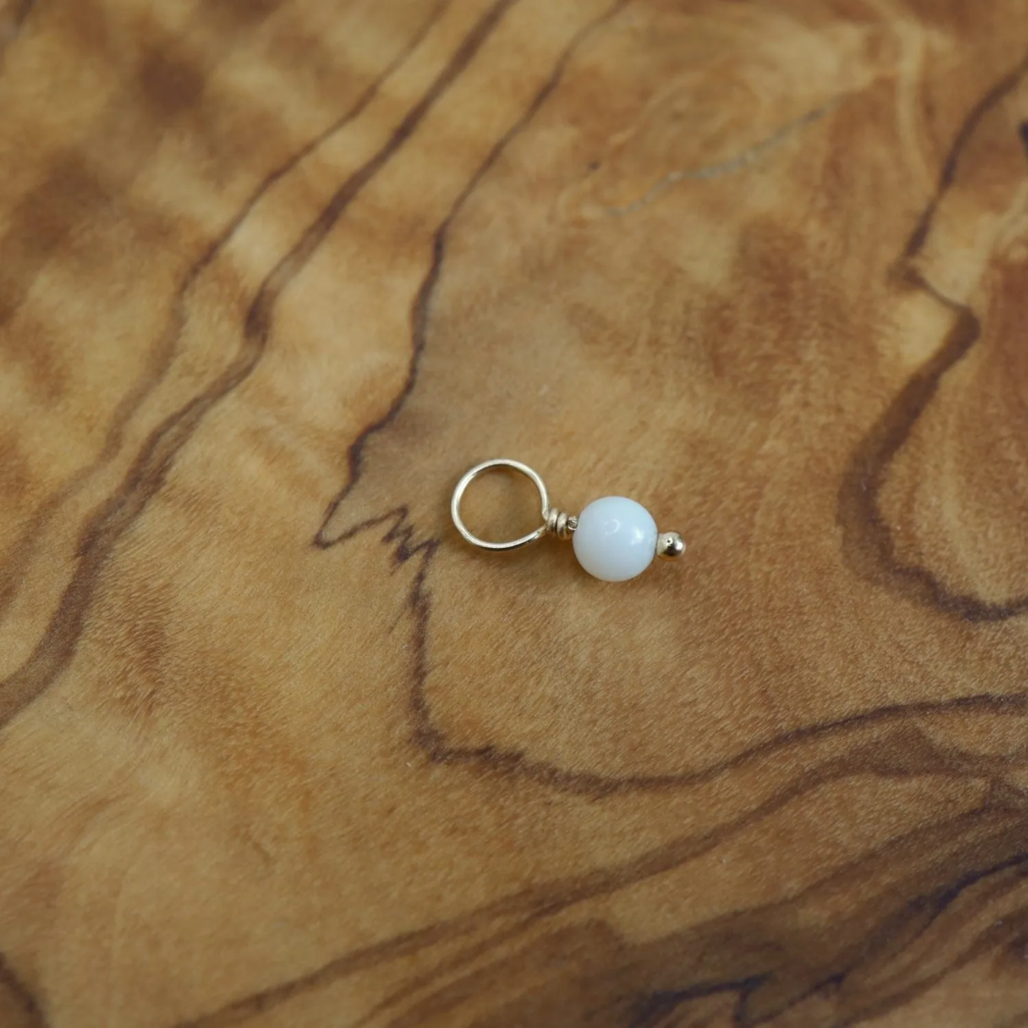 White Opal Unfaceted Ball Gemstone Charm