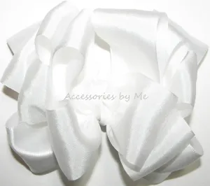 White Pure Silk Satin Ribbon Hair Bow