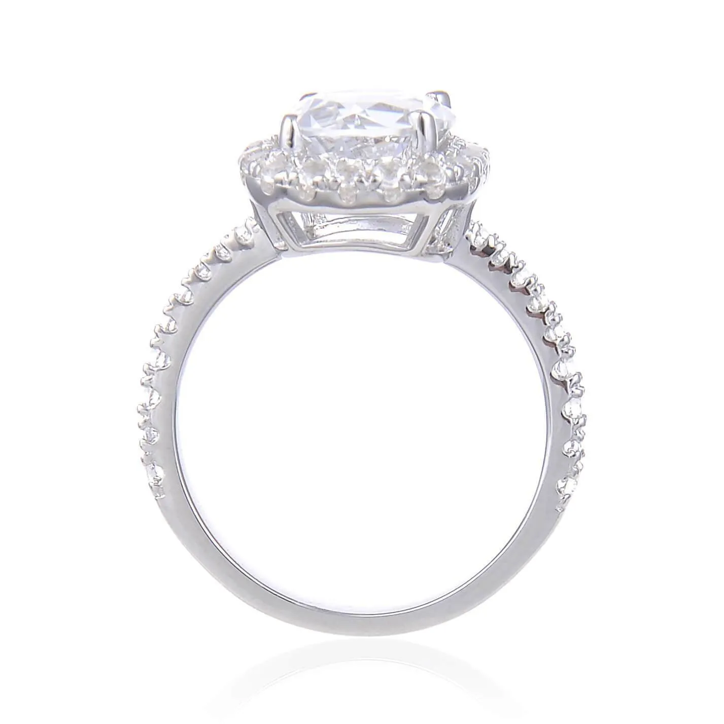 White Topaz Halo Engagment Ring