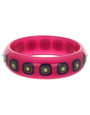 White Topaz Magenta Bakelite Bangle